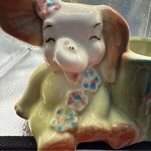 Whimsical Elephant Planter - Cream and Brown